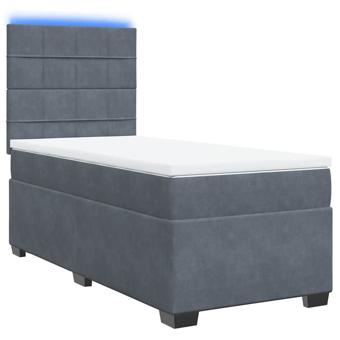 Pat box spring cu saltea, gri închis, 80x200 cm, catifea - WALTI WALTI