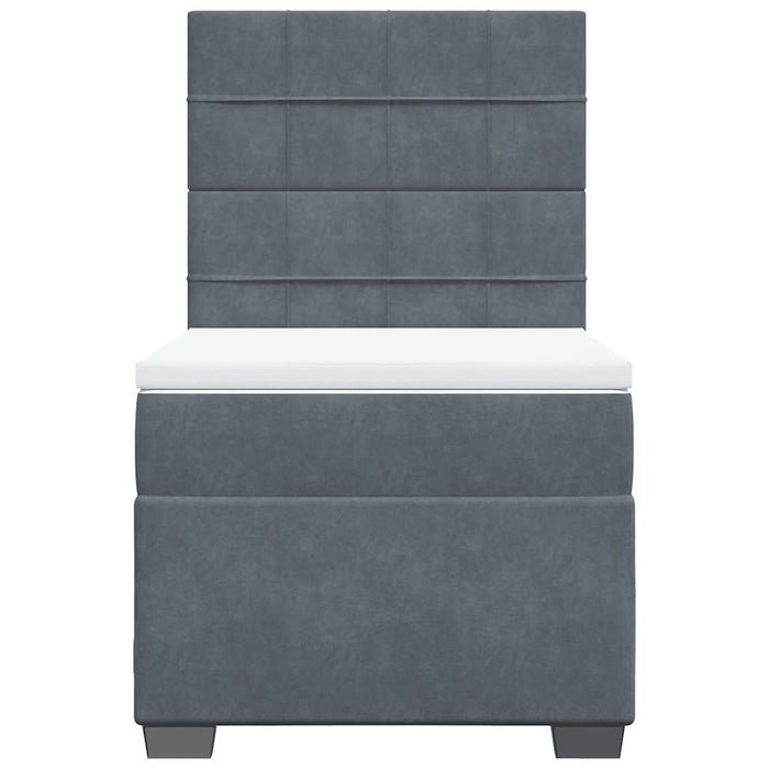 Pat box spring cu saltea, gri închis, 80x200 cm, catifea - WALTI WALTI
