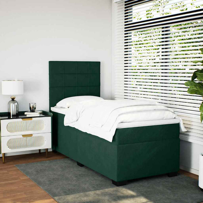 Pat continental cu saltea, verde închis, 80x200 cm, catifea - WALTI WALTI