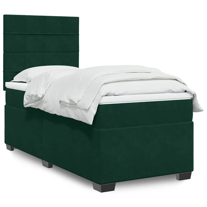 Pat continental cu saltea, verde închis, 80x200 cm, catifea - WALTI WALTI