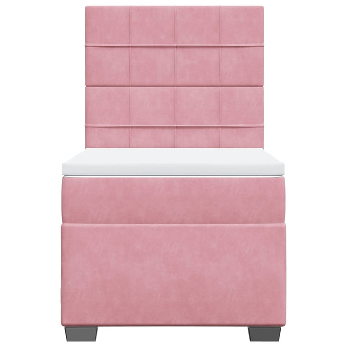 Pat box spring cu saltea, roz, 80x200 cm, catifea - WALTI WALTI
