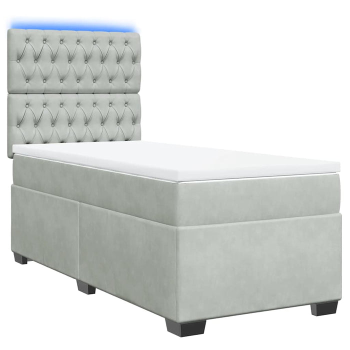 Pat continental cu saltea, gri deschis, 80x200 cm, catifea - WALTI WALTI