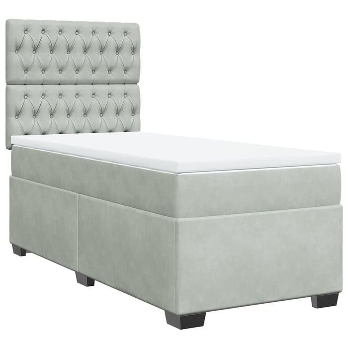Pat continental cu saltea, gri deschis, 80x200 cm, catifea - WALTI WALTI