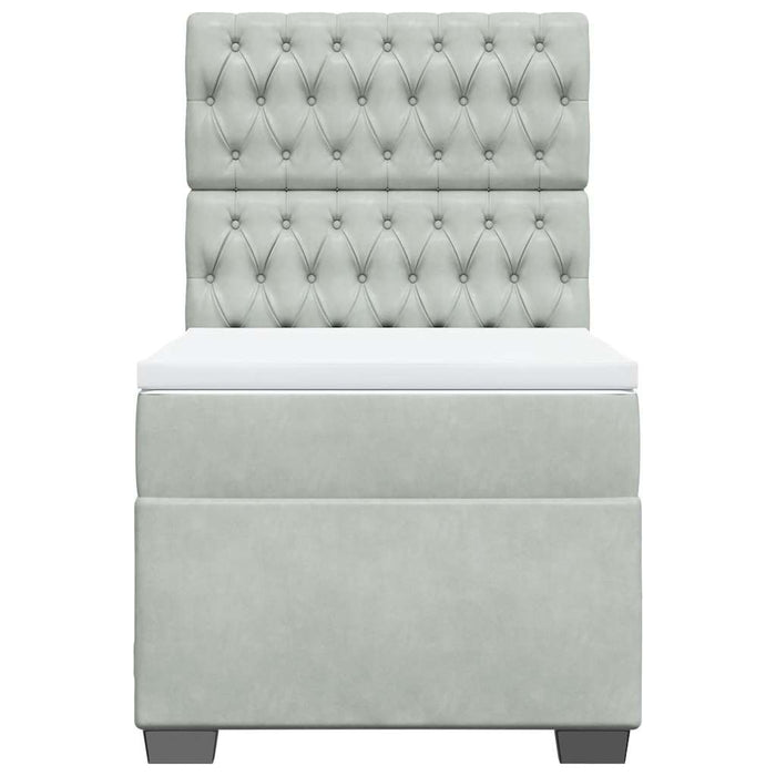 Pat continental cu saltea, gri deschis, 80x200 cm, catifea - WALTI WALTI