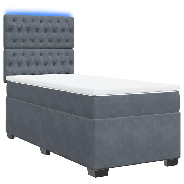 Pat box spring cu saltea, gri închis, 80x200 cm, catifea - WALTI WALTI