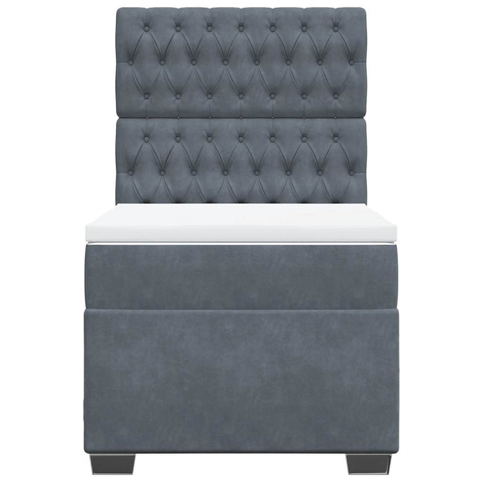 Pat box spring cu saltea, gri închis, 80x200 cm, catifea - WALTI WALTI
