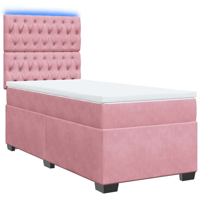 Pat box spring cu saltea, roz, 80x200 cm, catifea - WALTI WALTI