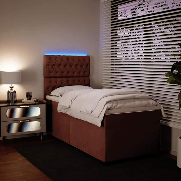 Pat box spring cu saltea, roz, 80x200 cm, catifea - WALTI WALTI