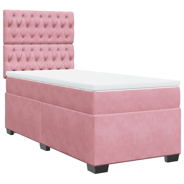 Pat box spring cu saltea, roz, 80x200 cm, catifea - WALTI WALTI