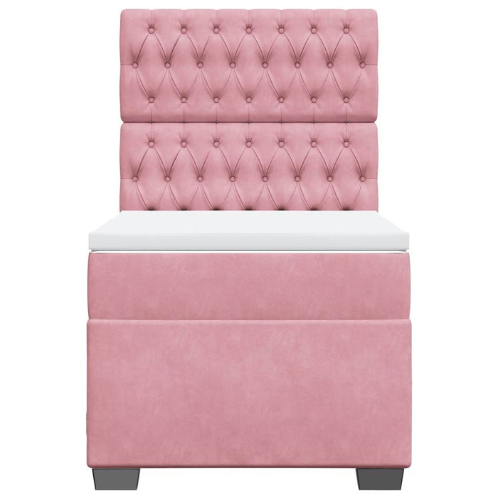 Pat box spring cu saltea, roz, 80x200 cm, catifea - WALTI WALTI