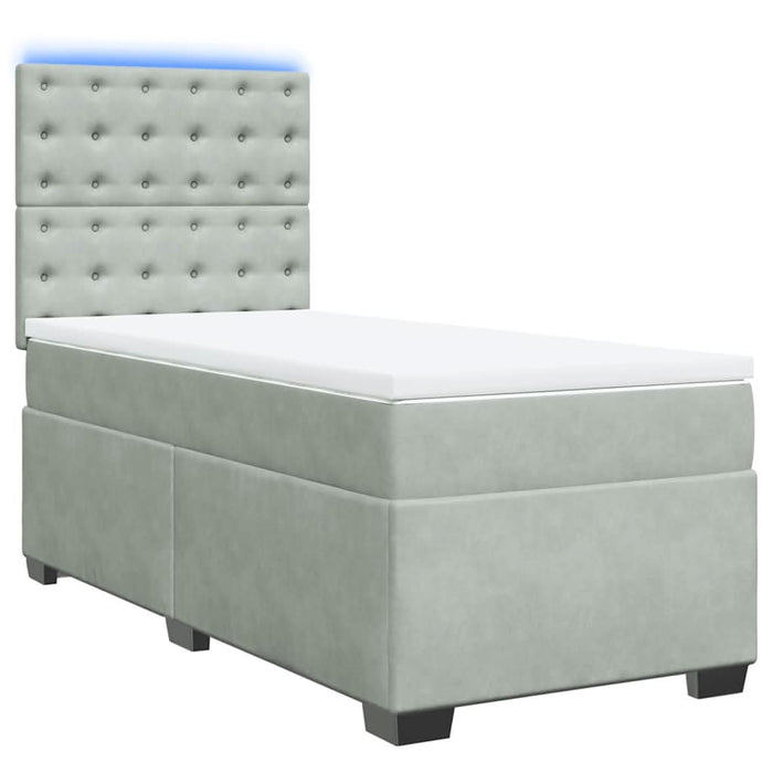 Pat continental cu saltea, gri deschis, 80x200 cm, catifea - WALTI WALTI