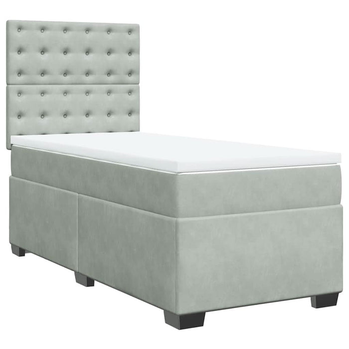 Pat continental cu saltea, gri deschis, 80x200 cm, catifea - WALTI WALTI