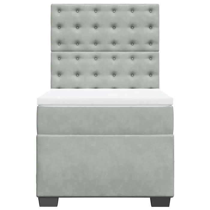 Pat continental cu saltea, gri deschis, 80x200 cm, catifea - WALTI WALTI