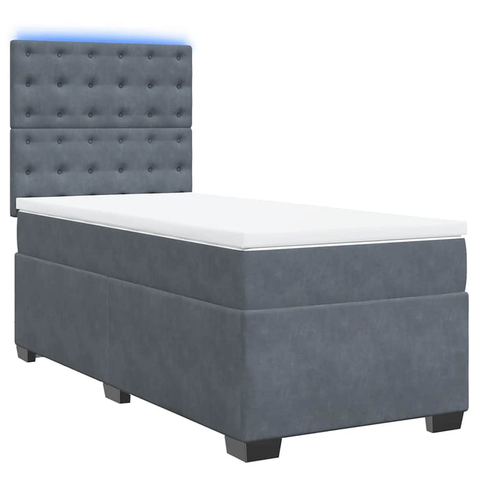 Pat box spring cu saltea, gri închis, 80x200 cm, catifea - WALTI WALTI