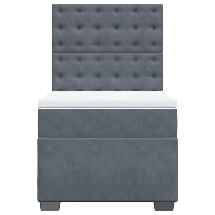 Pat box spring cu saltea, gri închis, 80x200 cm, catifea - WALTI WALTI
