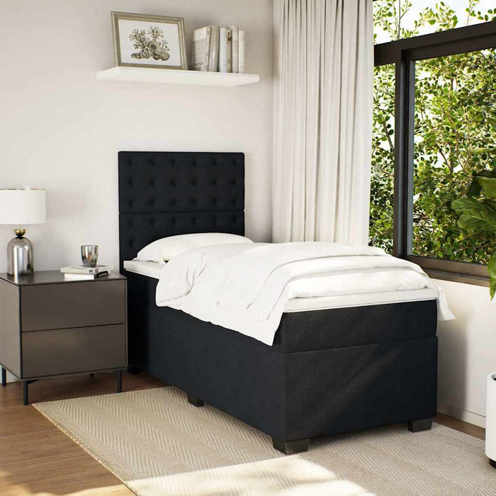 Pat box spring cu saltea, negru, 80x200 cm, catifea - WALTI WALTI
