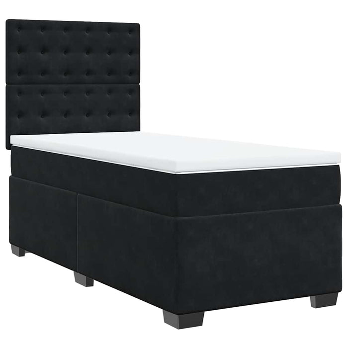 Pat box spring cu saltea, negru, 80x200 cm, catifea - WALTI WALTI