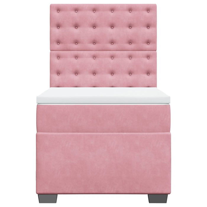 Pat box spring cu saltea, roz, 80x200 cm, catifea - WALTI WALTI