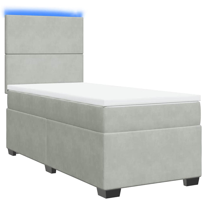 Pat box spring cu saltea, gri deschis, 90x190 cm, catifea - WALTI WALTI