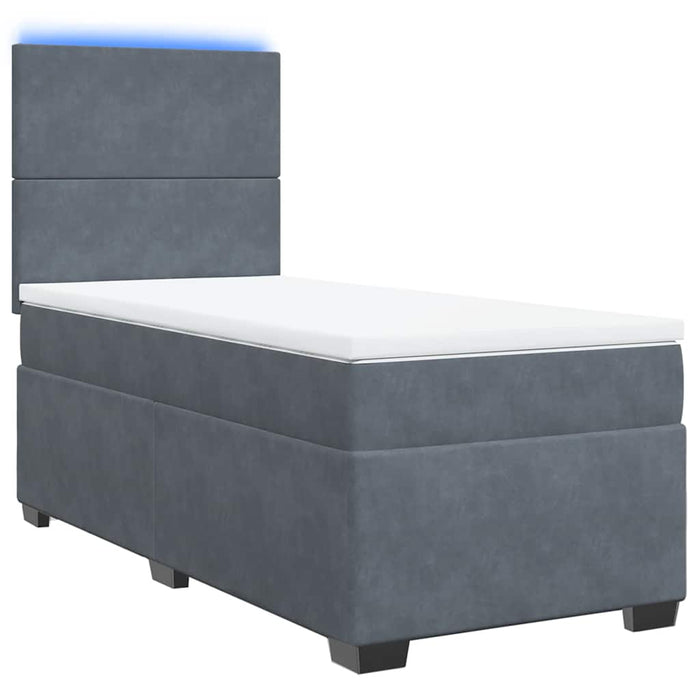 Pat box spring cu saltea, gri închis, 90x190 cm, catifea - WALTI WALTI