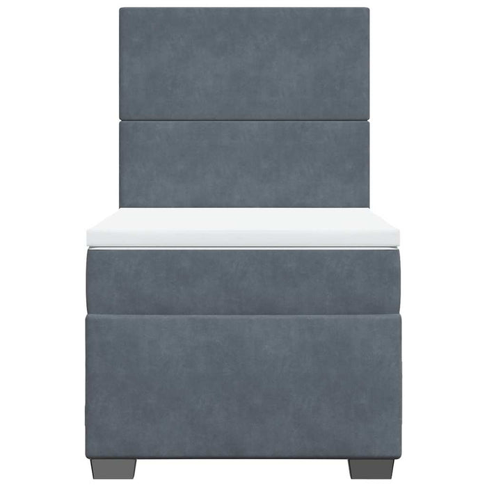 Pat box spring cu saltea, gri închis, 90x190 cm, catifea - WALTI WALTI