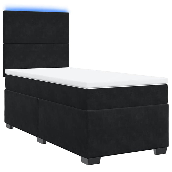 Pat box spring cu saltea, negru, 90x190 cm, catifea - WALTI WALTI