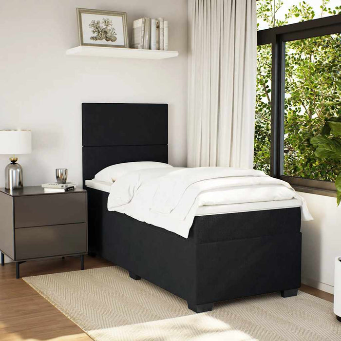 Pat box spring cu saltea, negru, 90x190 cm, catifea - WALTI WALTI