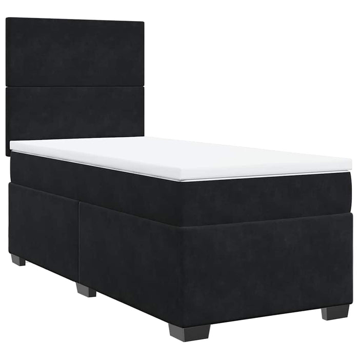 Pat box spring cu saltea, negru, 90x190 cm, catifea - WALTI WALTI