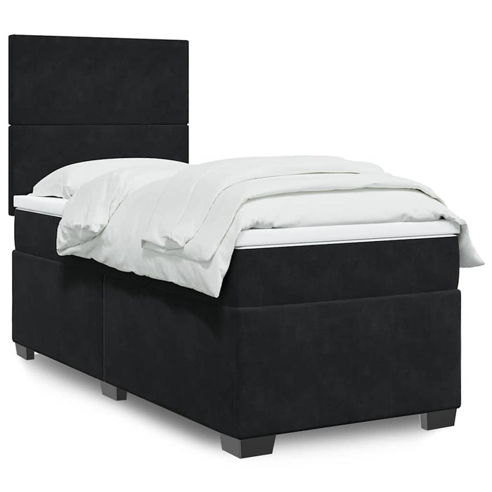 Pat box spring cu saltea, negru, 90x190 cm, catifea - WALTI WALTI
