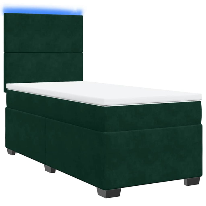 Pat box spring cu saltea, verde închis, 90x190 cm, catifea - WALTI WALTI