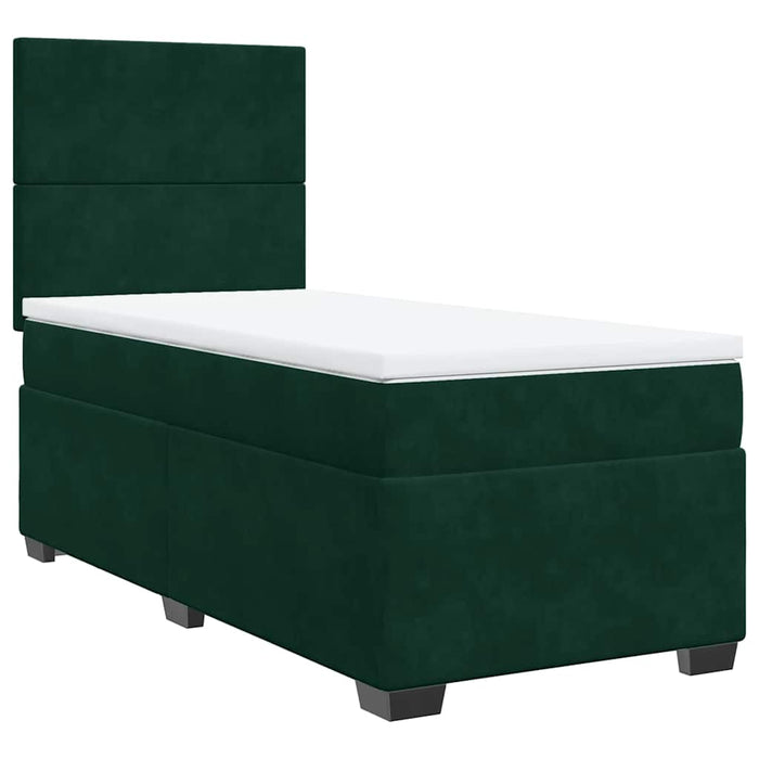 Pat box spring cu saltea, verde închis, 90x190 cm, catifea - WALTI WALTI