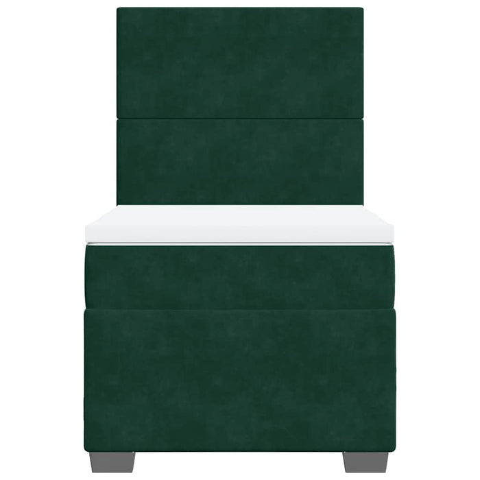 Pat box spring cu saltea, verde închis, 90x190 cm, catifea - WALTI WALTI