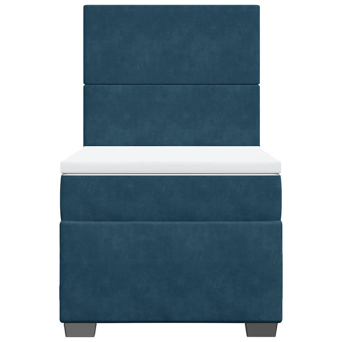 Pat box spring cu saltea, albastru, 90x190 cm, catifea - WALTI WALTI