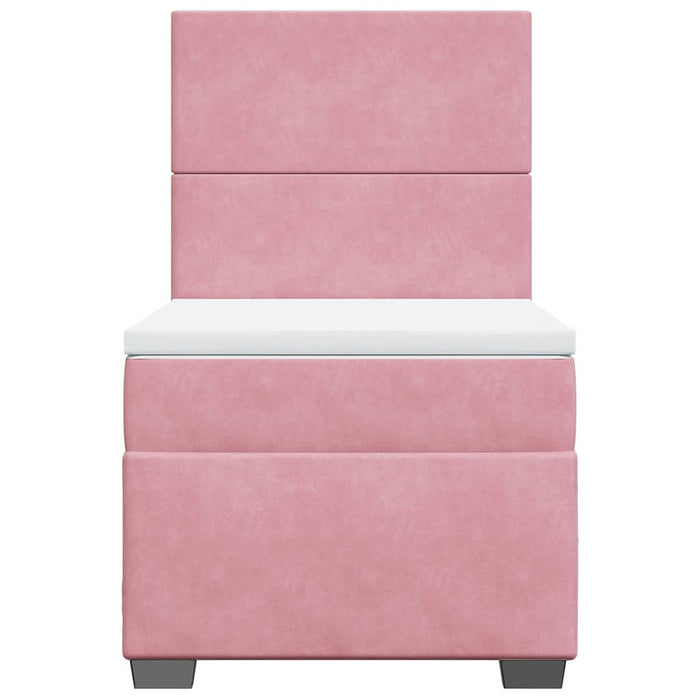 Pat box spring cu saltea, roz, 90x190 cm, catifea - WALTI WALTI