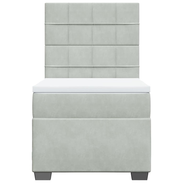 Pat box spring cu saltea, gri deschis, 90x190 cm, catifea - WALTI WALTI