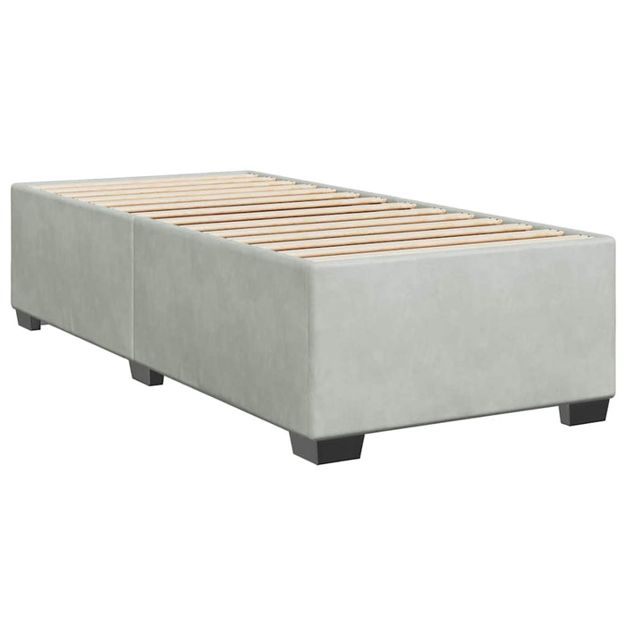 Pat box spring cu saltea, gri deschis, 90x190 cm, catifea - WALTI WALTI