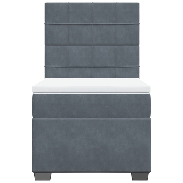 Pat box spring cu saltea, gri închis, 90x190 cm, catifea - WALTI WALTI