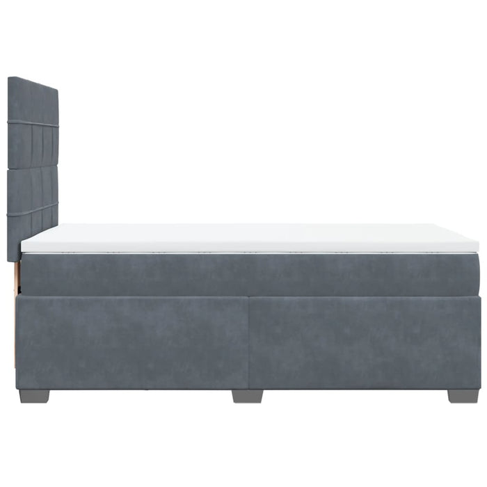Pat box spring cu saltea, gri închis, 90x190 cm, catifea - WALTI WALTI