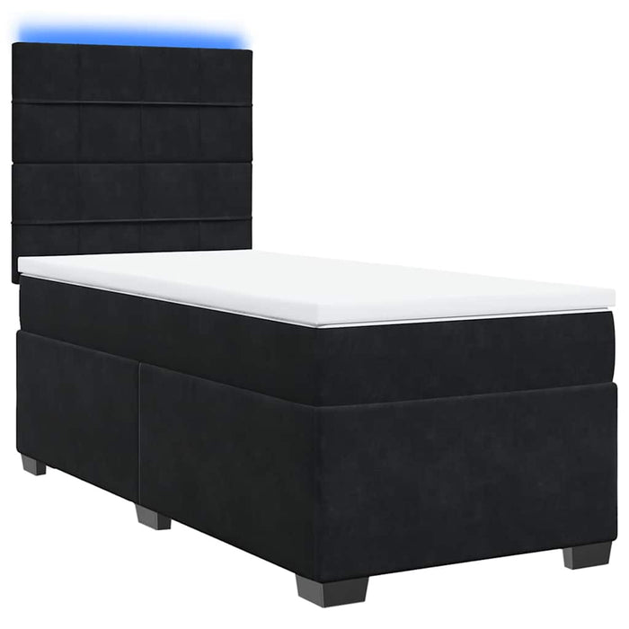 Pat box spring cu saltea, negru, 90x190 cm, catifea - WALTI WALTI