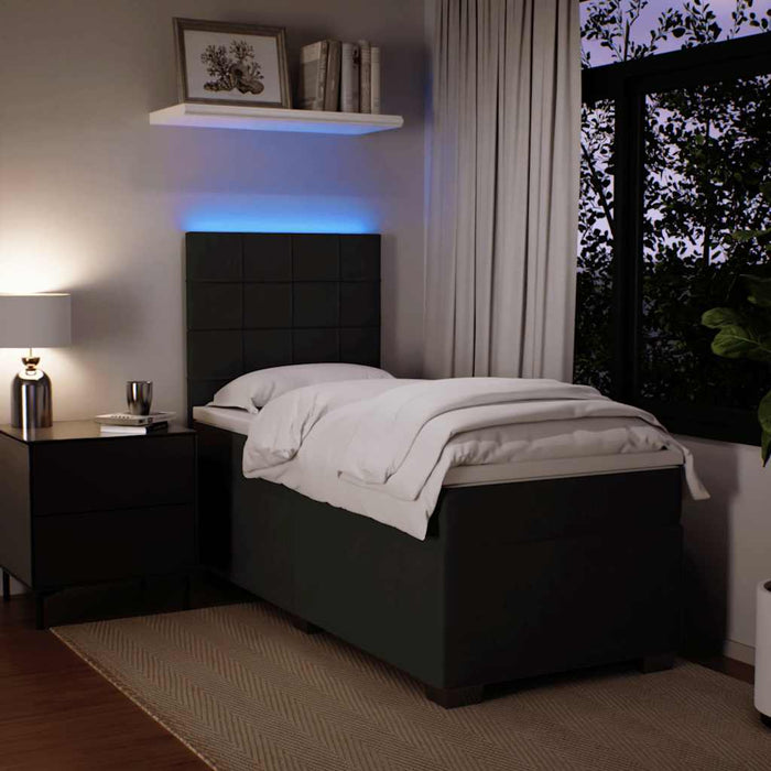 Pat box spring cu saltea, negru, 90x190 cm, catifea - WALTI WALTI