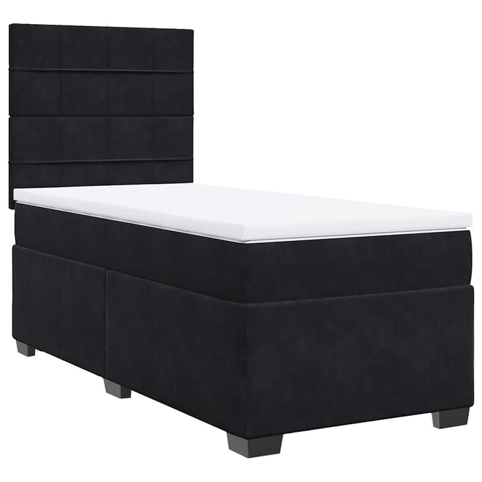 Pat box spring cu saltea, negru, 90x190 cm, catifea - WALTI WALTI