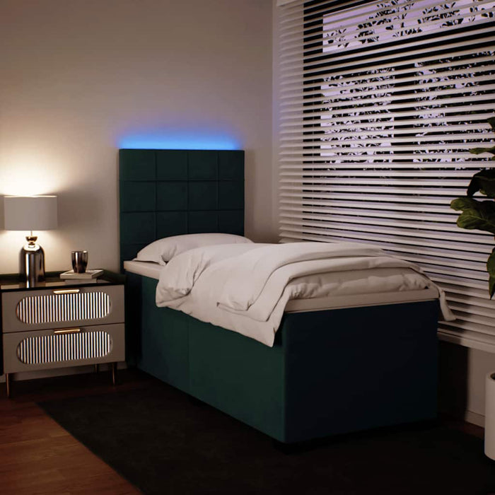 Pat box spring cu saltea, verde închis, 90x190 cm, catifea - WALTI WALTI