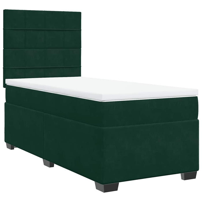 Pat box spring cu saltea, verde închis, 90x190 cm, catifea - WALTI WALTI