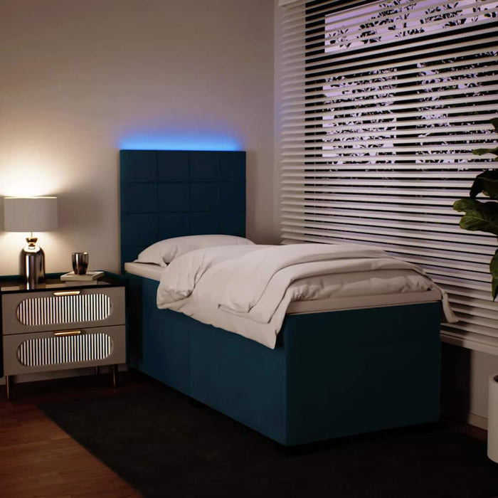 Pat box spring cu saltea, albastru, 90x190 cm, catifea - WALTI WALTI