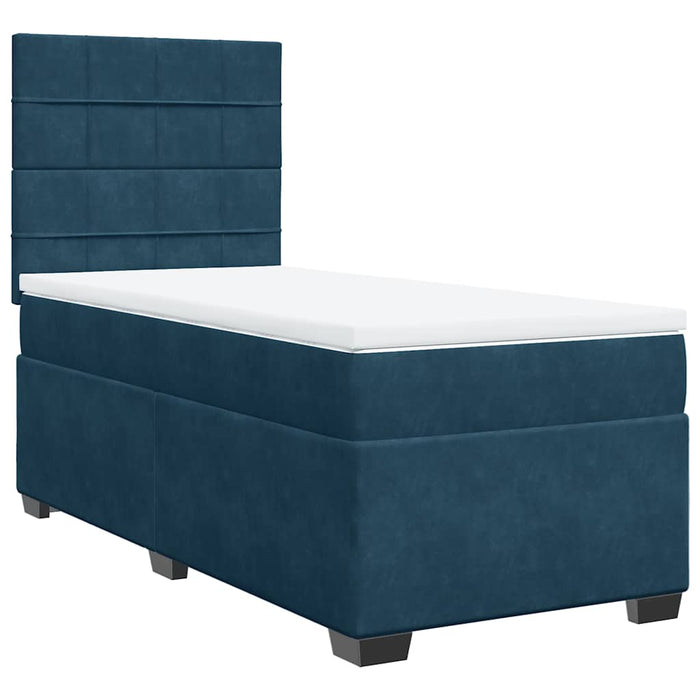 Pat box spring cu saltea, albastru, 90x190 cm, catifea - WALTI WALTI