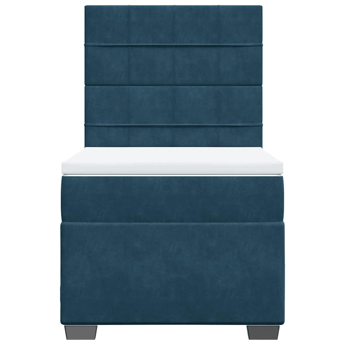 Pat box spring cu saltea, albastru, 90x190 cm, catifea - WALTI WALTI