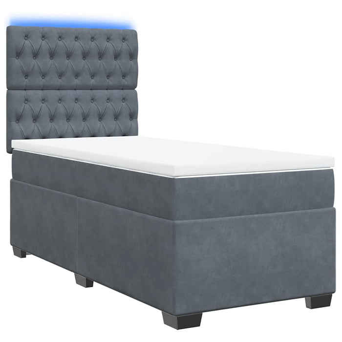 Pat box spring cu saltea, gri închis, 90x190 cm, catifea - WALTI WALTI
