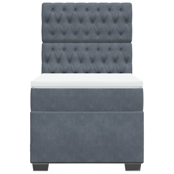 Pat box spring cu saltea, gri închis, 90x190 cm, catifea - WALTI WALTI