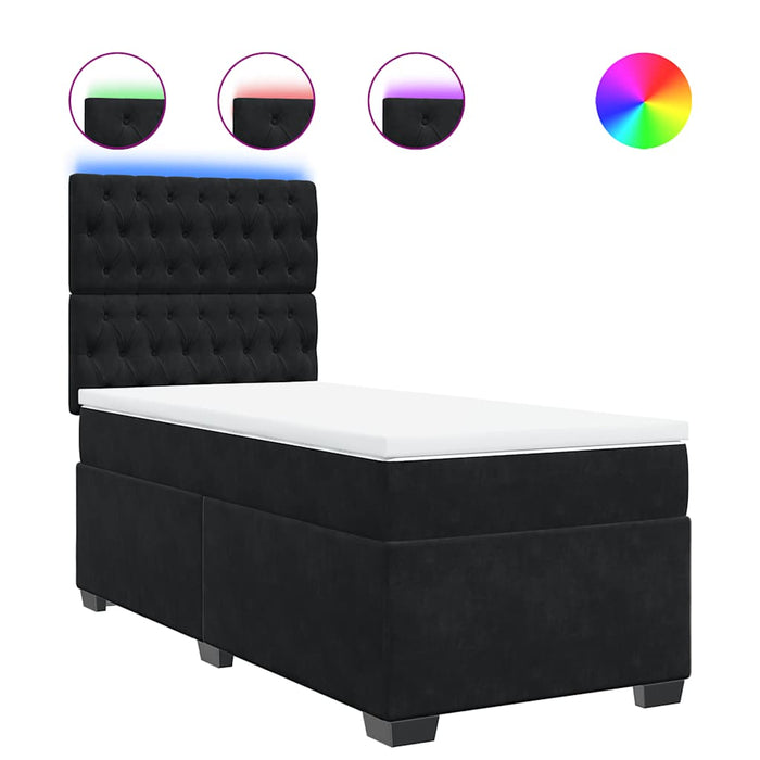 Pat box spring cu saltea, negru, 90x190 cm, catifea - WALTI WALTI