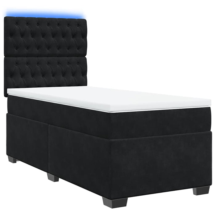 Pat box spring cu saltea, negru, 90x190 cm, catifea - WALTI WALTI